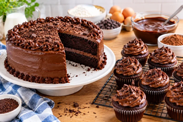 Easy chocolate cake and cupcakes